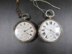 Two silver open faced pocket watches