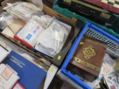 Three trays of assorted British and world stamps and first day covers