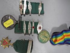 Three medals consisting of a WWI named 9775 PTE H Hopwood South Staffs regiment , Victory medal