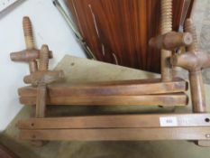 Two vintage wooden book presses