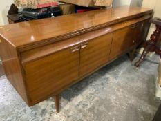 A mid century teak sideboard with nice interior width 206 cm