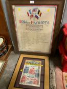 A vintage oak framed Role of Patriots print together with a Birmingham Hippodrome Theatre poster
