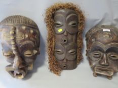Three African tribal art Congo Bene Lualua and Pende masks
