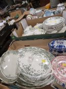 Three trays of vintage ceramics together with a retro Midwinter Marquis of Queensberry coffee set