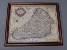 An Emanuel Bowen 1747 hand coloured map of Barbados