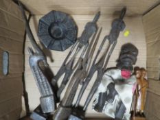 A pair of West African Senufo Ivory Coast tribal art figures, a pair of East African Antelope