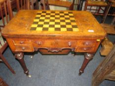 A Victorian walnut games/work table W 76 cm