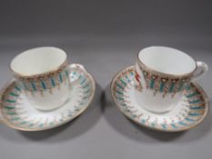 Two white star line first class coffee cups and saucers (with chipped to rim on one saucer ) one