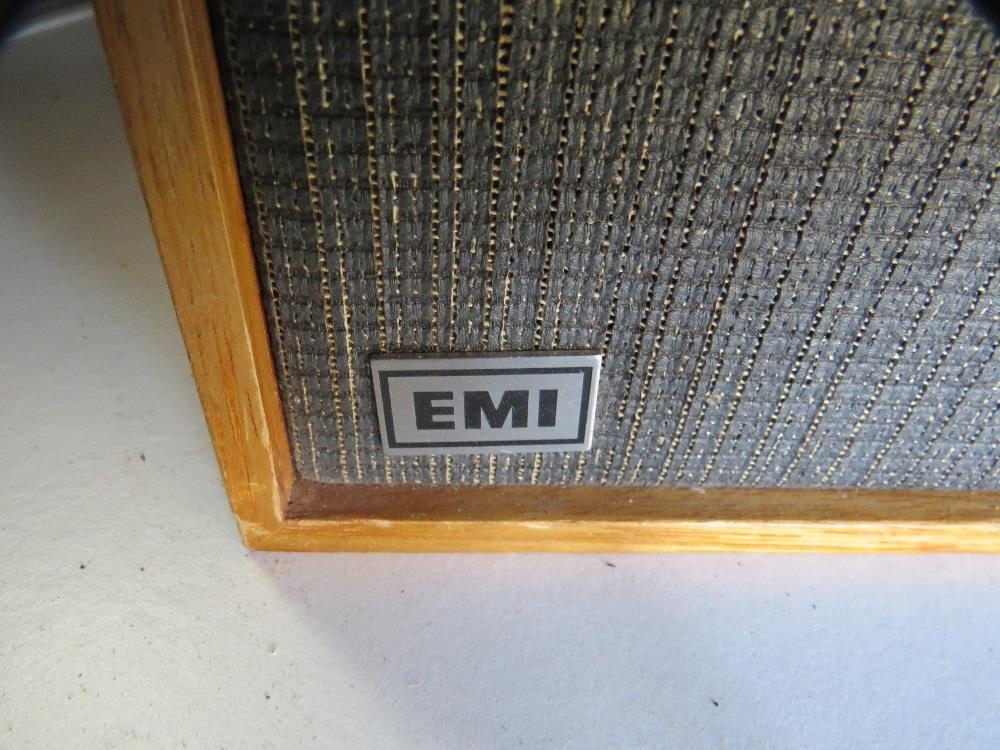 A pair of teak retro large EMI speakers - Image 2 of 2