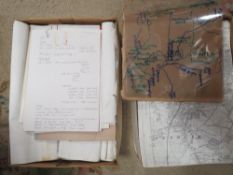 Two trays of ephemera to include vintage OS maps and Oldswinsford ephemera