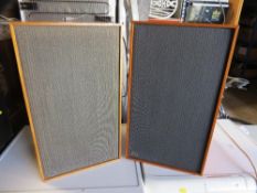 A pair of teak retro large EMI speakers