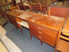A mid-century teak dressing table with stool A/F