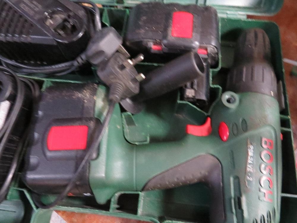 Two boxed Bosch rechargeable cordless drills / screwdriver and a box of tools - Image 3 of 4