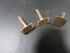 Three assorted hallmarked 9 carat gold cufflinks approx combined weight 10.6g