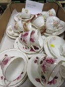 A tray of assorted vintage tea ware