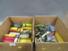 Two trays of dinky toys etc all play worn
