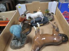 A tray of assorted ceramics to include a Beswick fowl