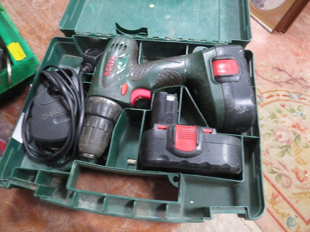 Two boxed Bosch rechargeable cordless drills / screwdriver and a box of tools - Image 4 of 4