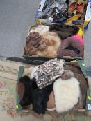 Three trays of assorted vintage hats, shoes etc