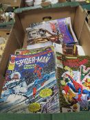 A tray containing over ninety comics mostly Marvel / DC