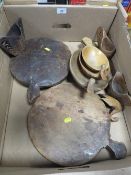 Two Indian chapati boards, three Scandinavian duck shaped bowls, three Eastern European drinking