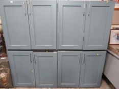 Four modern kitchen cabinets, all with pullout drawers including worktop samples, etc.