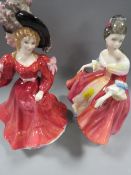 Two Royal Doulton figurines to include Southern Belle one A/F