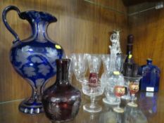 A collection of decorative glass ware to include coloured examples
