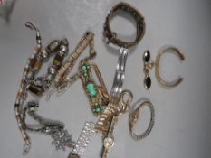 A small quantity of vintage costume jewellery, watches etc