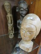 A large African tribal art Congo Bene Lualua male standing figure, a Congo Tabwa figure and Nigerian