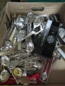 A tray of assorted cutlery