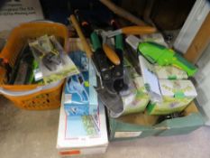 A large selection of garden tools - new & used to include a boxed hedge trimmer