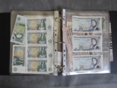 Bank of England - a collection of notes £1 - £50, to include Britannia blue £5 x 2, blue war time £