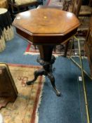 A Victorian walnut trumpet work table