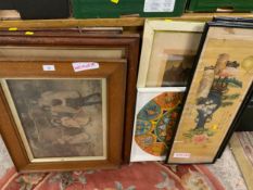 A quantity of assorted pictures and prints to include oak framed examples