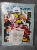 A QEII Maundy set, 1d, 2d, 3d and 4d, sealed in plastic sheet, with white leather pouch and booklet