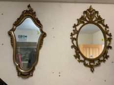 Two modern shaped gilt and silver wall mirrors
