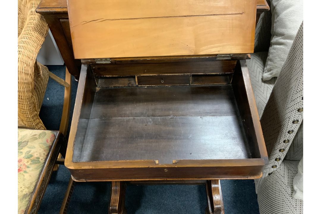 A Victorian walnut and mahogany davenport inlaid desk A/F - Image 2 of 2