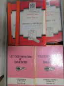 Four trays of OS maps in individual perpex covered folders, two trays covering Scotland- looks to be