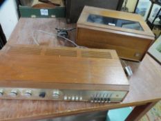 A retro Goodmans / Garrard music suite stereo record player together with a Goodmans 3000E radio