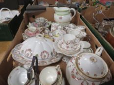 A tray of assorted floral ceramics to include George Jones etc