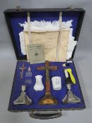 An early 20th century priests last rites / sacraments prayer set in case