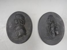 Antique Wedgwood Basalt style plaques of Nelson and Josiah Wedgwood