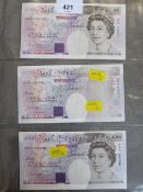 Bank of England Kenfield printing error £20, the black printing to the front mostly missing with