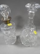 A hallmarked silver collared example plus another