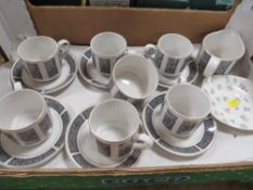 A small tray of Midwinter coffee ware