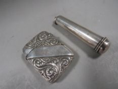A hallmarked silver vesta case and cheroot holder case (2)