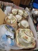 A tray of Crown Ducal tea ware together with a small quantity of collectors plates with certificates