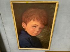 A retro print of a young boy crying