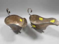 A pair of hallmarked silver sauce boats Birmingham 1928